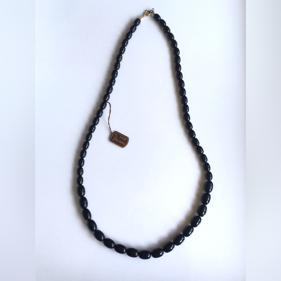 Vintage Coro Black Graduated Bead Necklace With Coro Price Tag - Picture 3 of 7